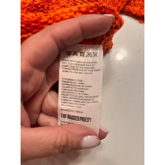 NEW Ragged Priest Orange Open Stitch Cropped Knit Top Sz S - Picture 9 of 9